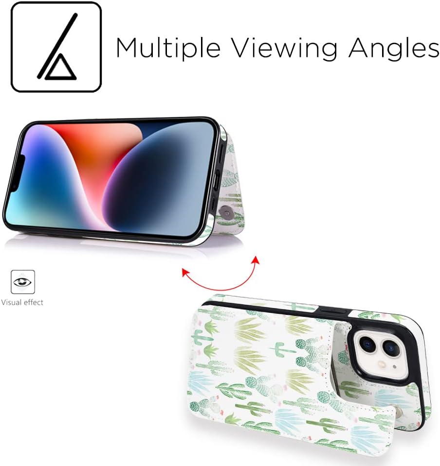 uCOLOR Funda tipo cartera para iPhone 11 con tarjetero, piel sintética, con función atril, ranuras para tarjetas, doble cierre magnético, bloqueo