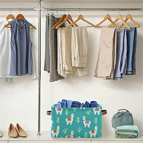 SEULIFE – Cesta de almacenamiento plegable con diseño de cactus y llamas, diseño de alpaca y animales, organizador grande y plegable, cubos de