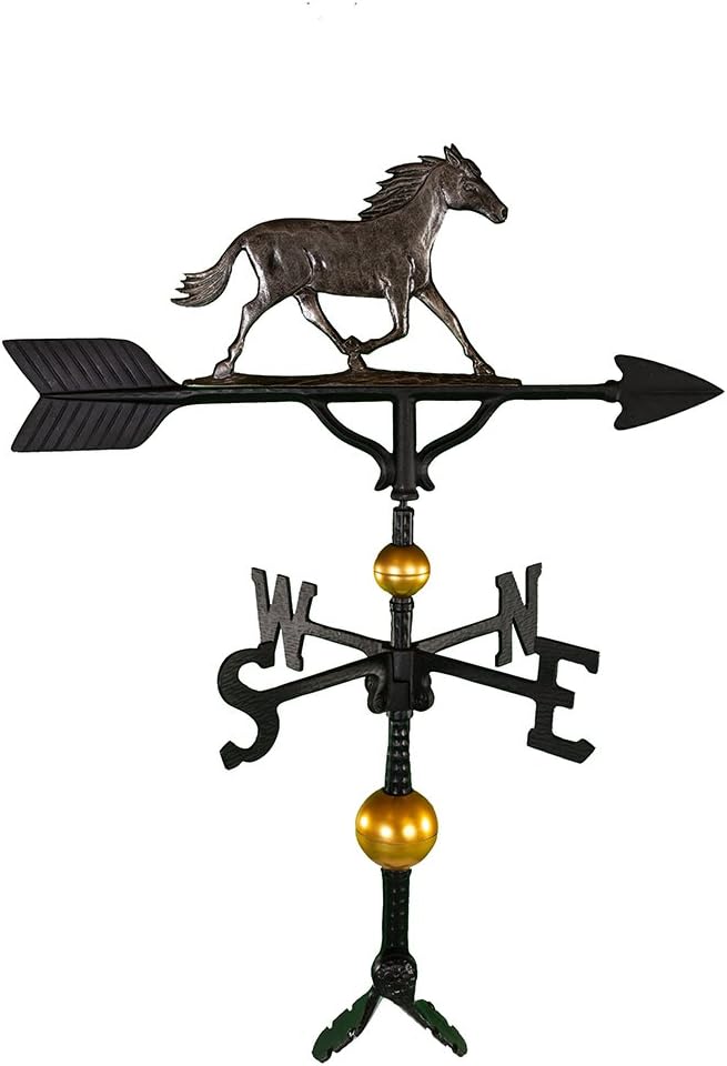 Veleta de lujo de 32 pulgadas con adorno de caballo de hierro sueco, color blanco