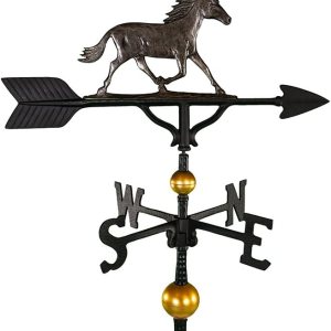 Veleta de lujo de 32 pulgadas con adorno de caballo de hierro sueco, color blanco Veleta de lujo de 32 pulgadas con adorno de caballo de hierro sueco, color blanco