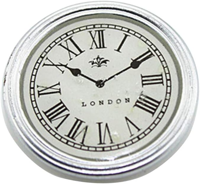 Reloj de pared redondo en miniatura de resina, accesorios de decoración de casa de muñecas, juguete blanco