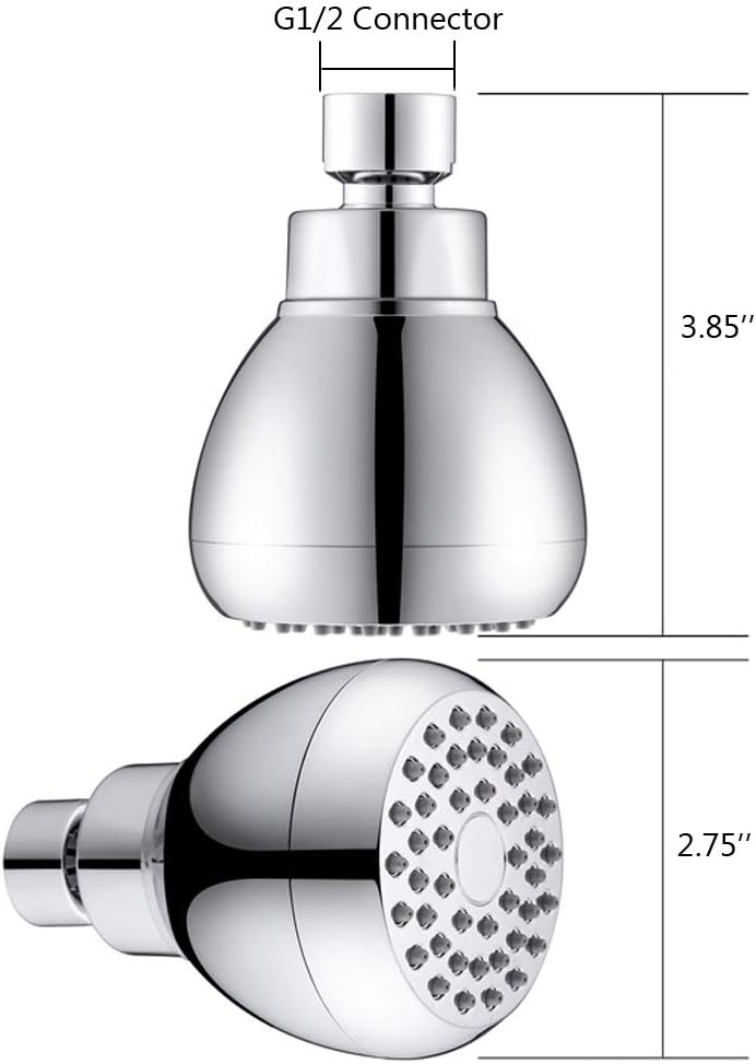 Cabezal de ducha fijo de alta presión de 3 pulgadas, cabezal de ducha de cobre de agua con bola giratoria ajustable y filtro, acabado cromado,
