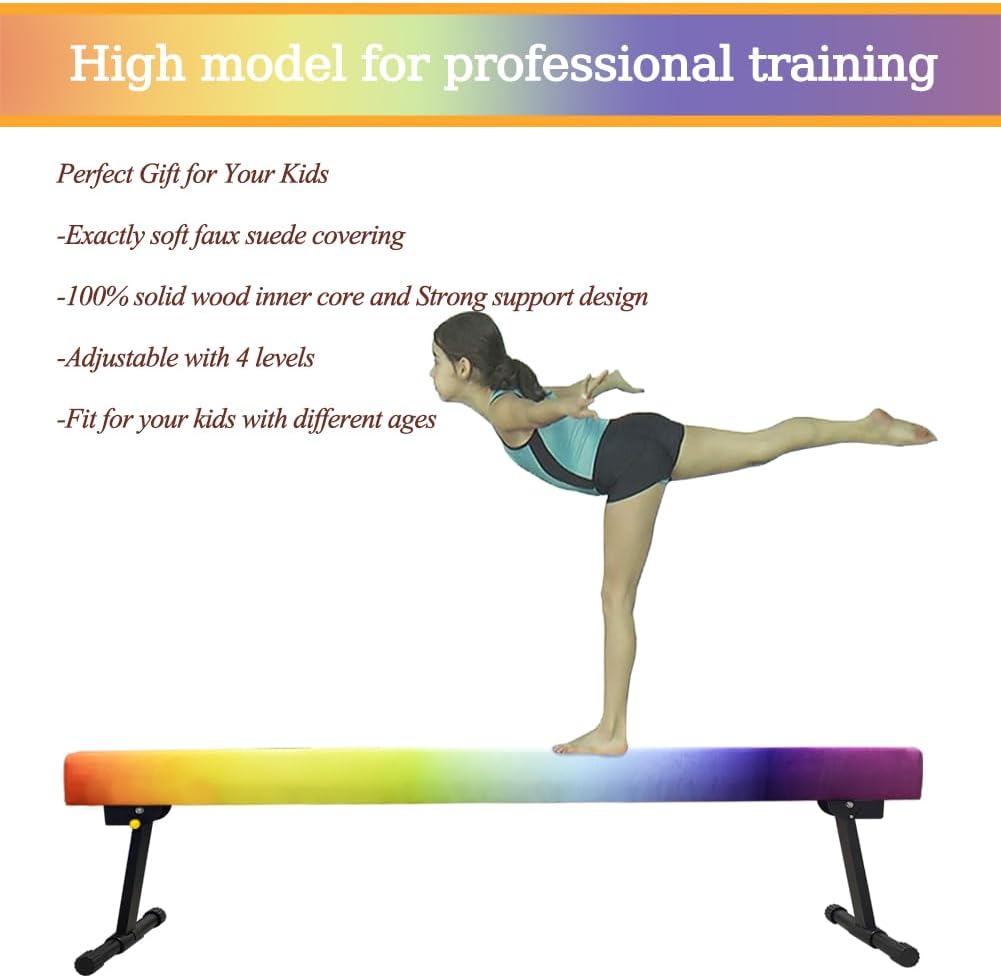 Viga de equilibrio de gimnasia ajustable y plegable, haz de gimnasia de nivel alto y bajo de 6 pies, no requiere herramientas, equipo de gimnasio