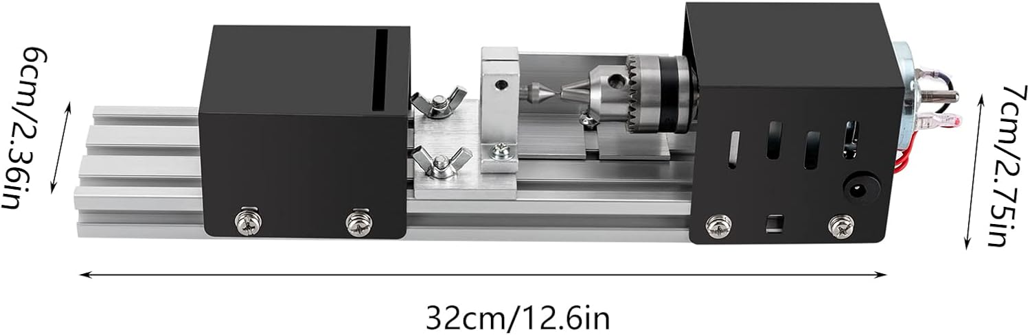 Mini máquina pulidora de cuentas de torno 12V-24VDC 96W DIY C-N-C Torno de madera Fresadora para mesa Carpintería Madera DIY Herramienta Torno Juego