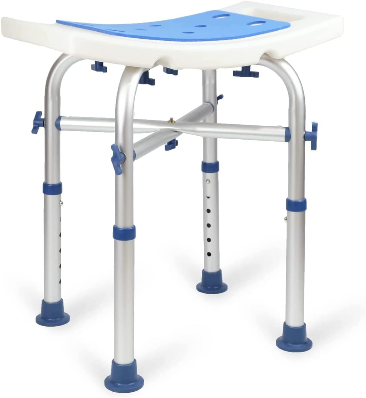 LandTale Taburete de ducha resistente de 500 libras, montaje sin herramientas, antideslizante, silla de baño de altura ajustable, bolsa de ducha