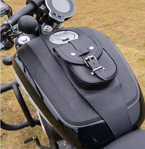 Universal motocicleta negro PU tanque de combustible chap remaches sujetador cubierta de tanque de gas de cuero almohadilla de panel de babero bolsa