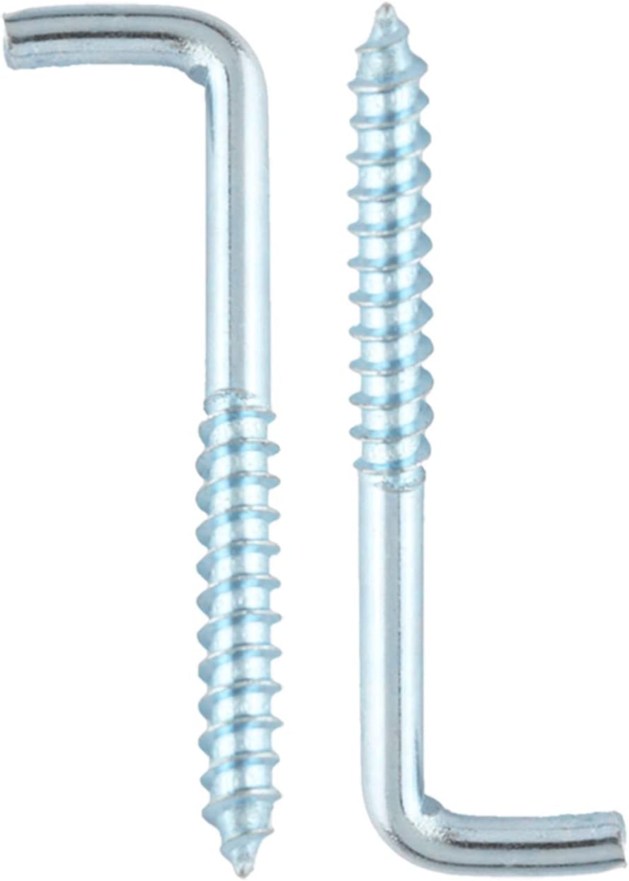 WELWIK Gancho de tornillo en forma de L Gancho de acero al carbono Autorroscante ángulo recto 2.638×0.787 in montado en la pared Tornillo recto en