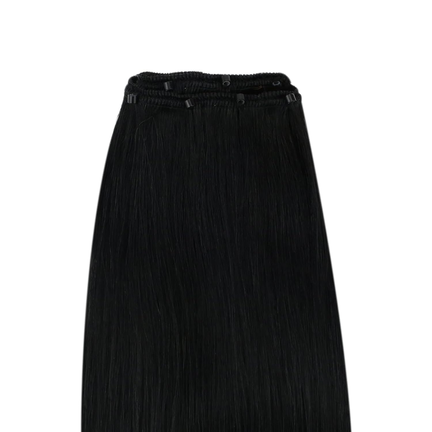 Sunny Extensiones de cabello humano real Remy en trama con microcuentas, color negro azabache, 1.76oz, suaves y sedosas, 20 pulgadas