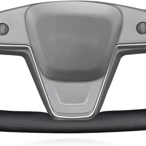 MEWANT Funda de volante de fibra de carbono de poliuretano brillante de cuero genuino negro cosido a mano para Tesla Model S Yoke Model X MEWANT Funda de volante de fibra de carbono de poliuretano brillante de cuero genuino negro cosido a mano para Tesla Model S Yoke Model X