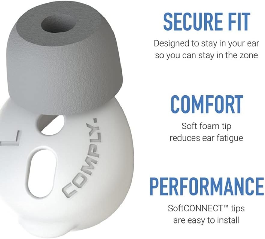 COMPLY SoftCONNECT – Puntas de repuesto de espuma suave para Apple AirPods (Gen. 1 y 2), auriculares Apple y auriculares similares (grandes, 2 pares)