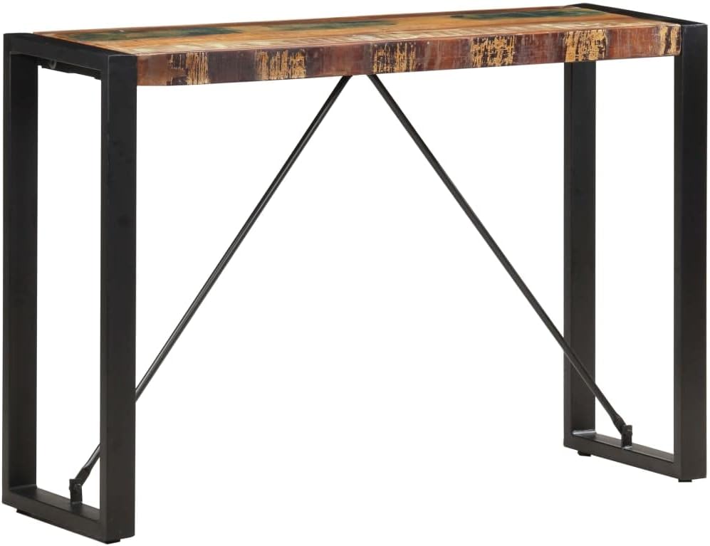 Mesa auxiliar con patas de taburete alto, mesa consola de 43.3 x 13.8 x 29.9 pulgadas, madera maciza recuperada, adecuada para pasillo, dormitorio,