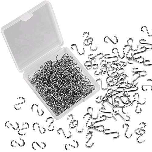 FEBSNOW 250 piezas de ganchos pequeños en forma de S de 0.55 pulgadas para adornos, kits de ganchos de alambre en forma de S de metal pequeños para