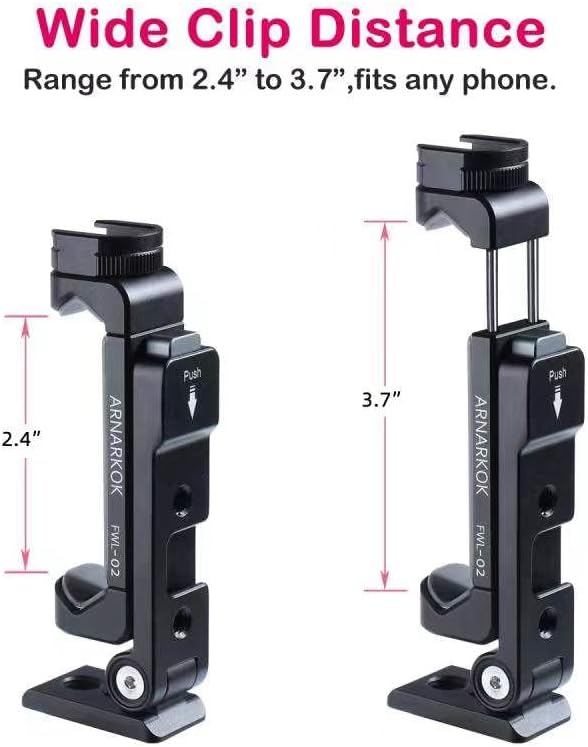 Arnarkok Soporte de trípode de metal ligero para teléfono con zapata fría giratoria, compatible con adaptador de soporte para teléfono inteligente