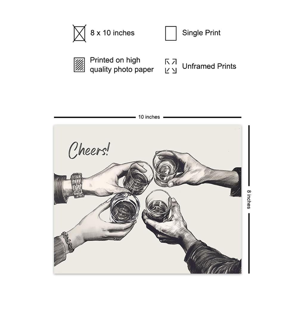 Bar Decor – Cocktail Party Decorations – Kitchen Wall Art – Posters for Men – Man cave Wall Decor – Cafe Wall Art & Decor – Cheers Sign – Dining
