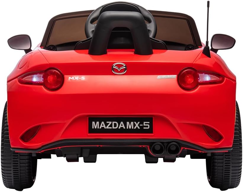 Vehículo eléctrico Mazda MX-5 de 12 V, con licencia para niños, con control remoto para padres, luces, música, juguetes de 4 ruedas (rojo)