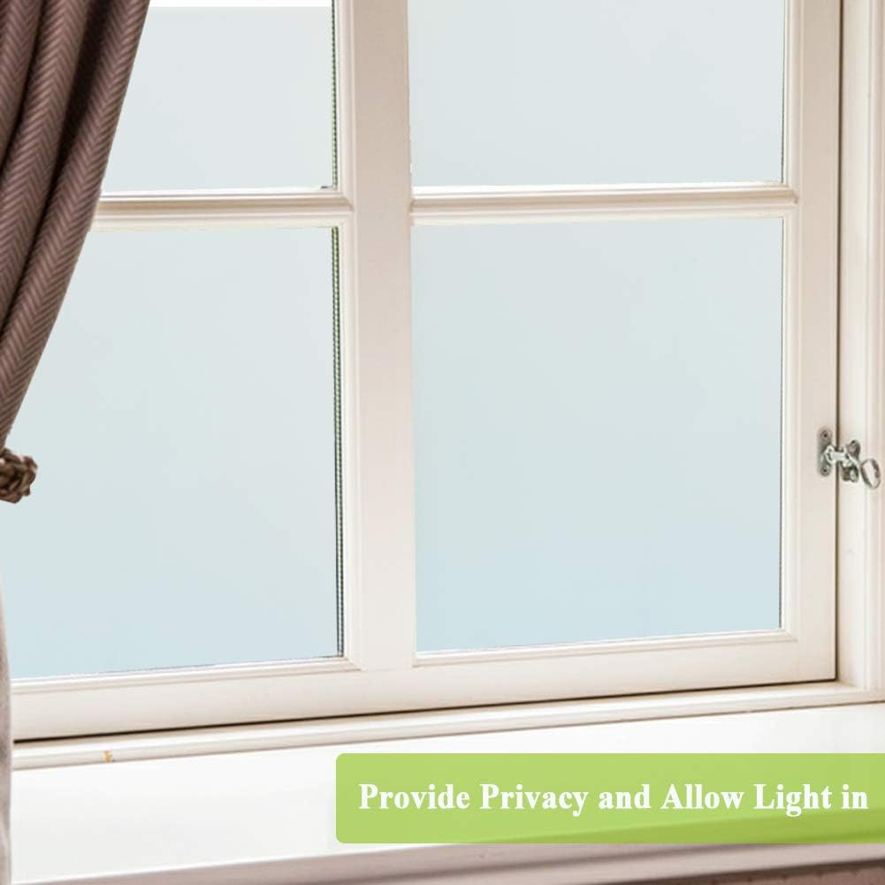 Película de privacidad blanca esmerilada para ventana, sin pegamento, película de vidrio manchado, tinte estático, control de calor, anti UV, para