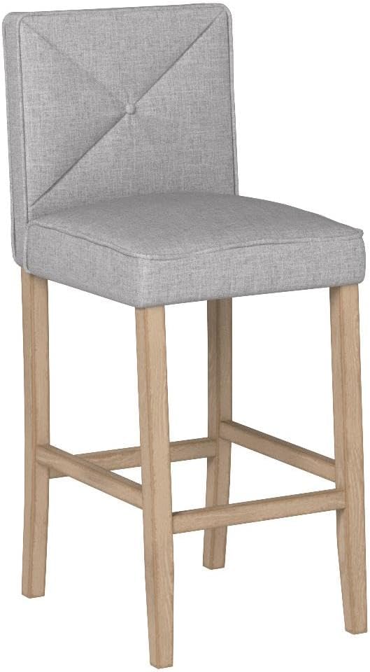 HOMCOM Juego de 2 taburetes de bar modernos, taburetes de cocina tapizados con altura de barra con reposapiés integrado, patas de madera maciza,