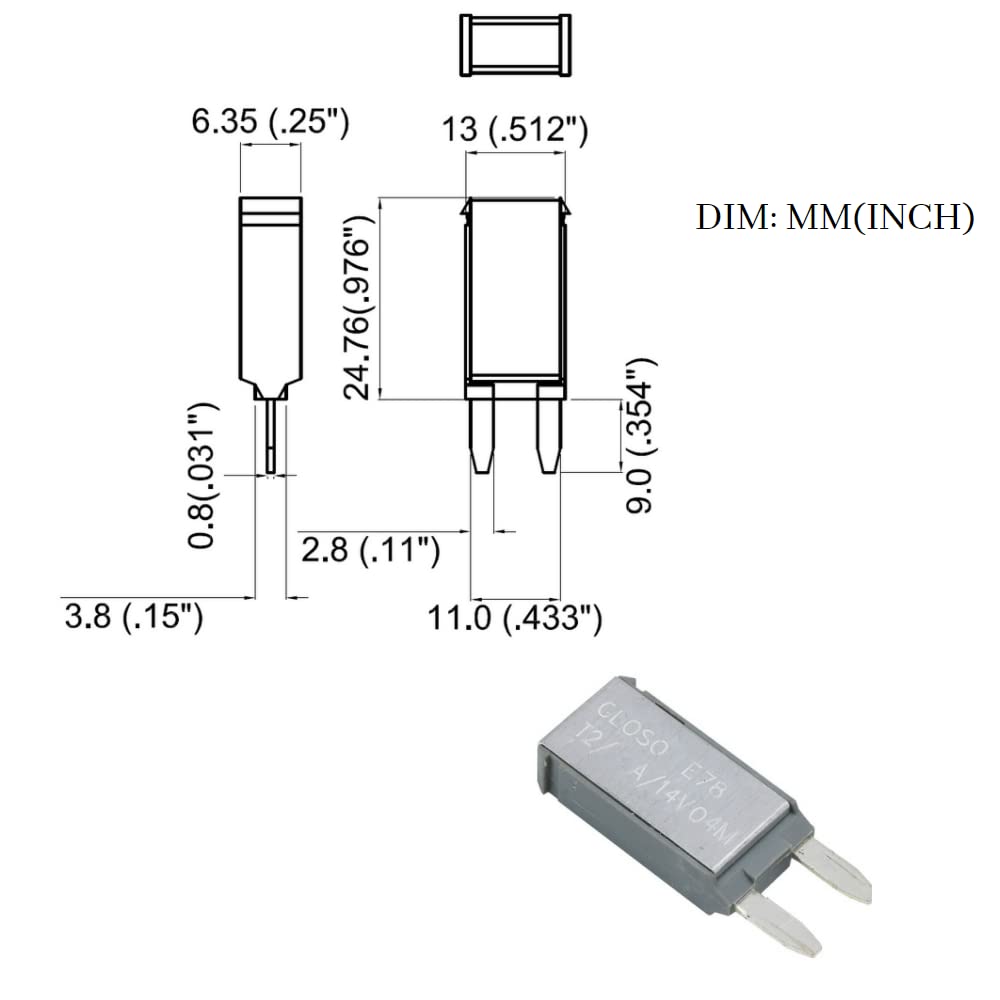 GLOSO E78 (7.5 A) Tipo 2 Modificado Reset Mini ATM Disyuntores Para Coche Camión RV Automotriz Marine Boat Trolling Motor & Custom Cableado Audio