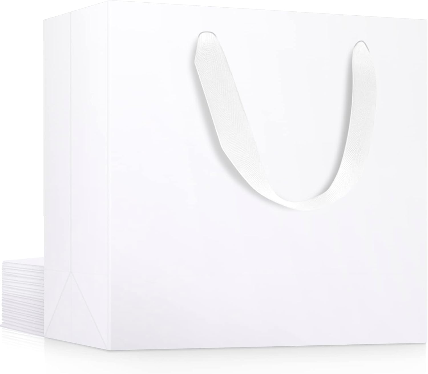 EUSOAR Bolsas de papel de estraza pequeñas de 8.6 x 3.9 x 7 pulgadas con asas, bolsas resistentes para bodas, comestibles, boutique, venta al por