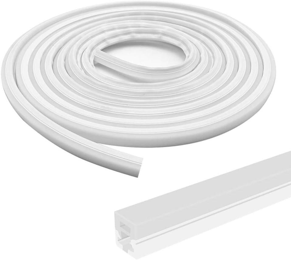 Newest 16.4FT5M Silicone LED Channel System, U Shape 12x12mm DIY LED Neon Rope Light IP67 Waterproof for 8mm LED Strip Lights Installation, for