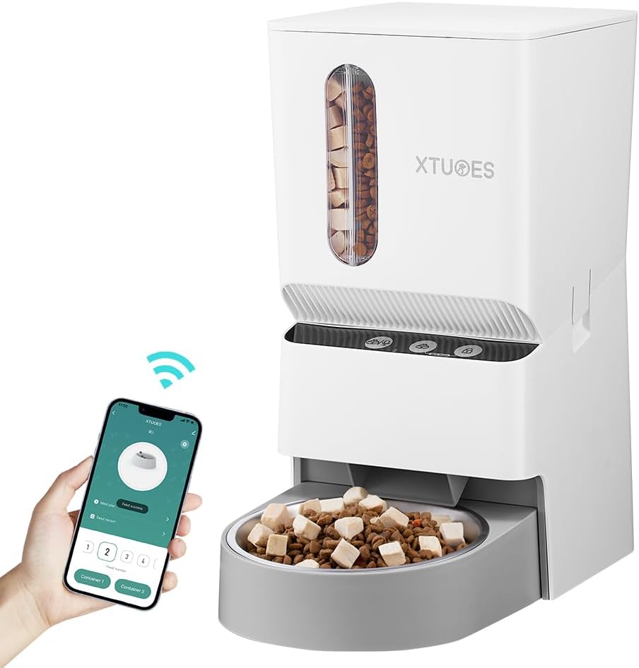 Comederos automáticos para gatos, dispensador automático de alimentos para gatos con doble tolva con preservación de frescura, comederos