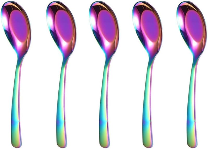 5 cucharas de sopa, cuchara de acero inoxidable, cucharas con acabado espejo, cucharas de servir de cocina, cuchara de postre, cuchara de café,
