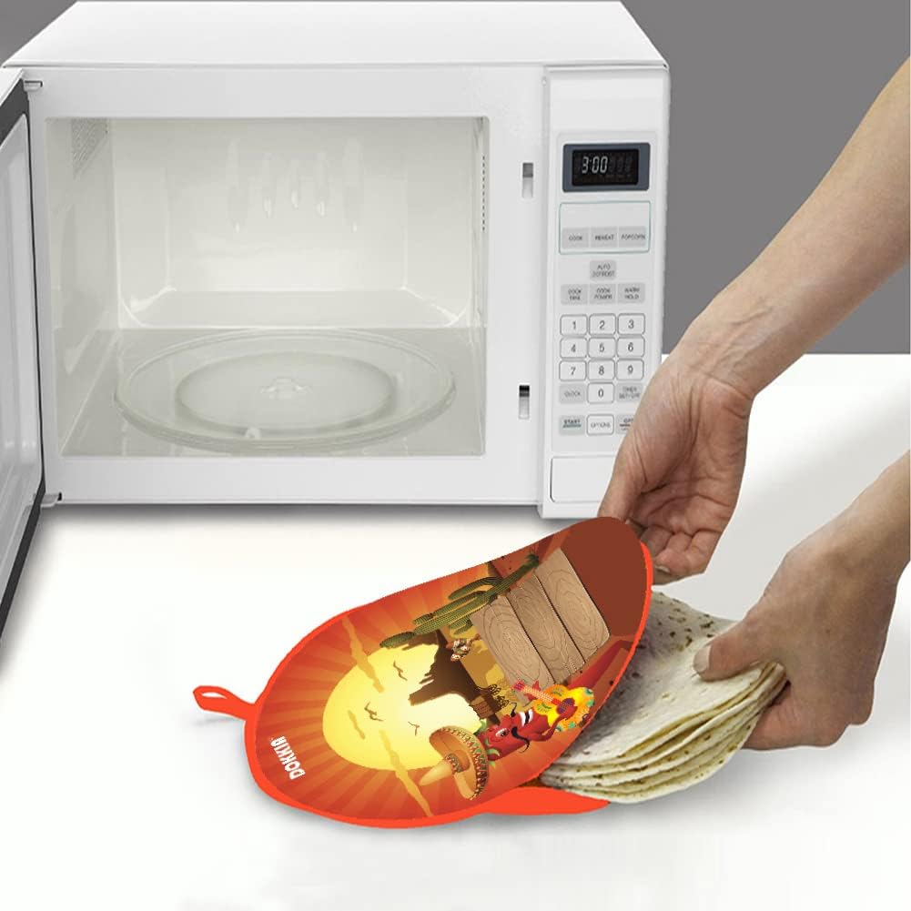 LEONAL Calentador de tortillas Taco de 12 pulgadas, bolsa aislada de tela para microondas, para mantener la comida caliente hasta una hora (Sunburst