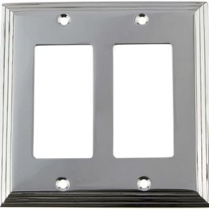 Nostalgic Warehouse 719882 Deco – Placa de interruptor con doble basculante, cromo brillante Nostalgic Warehouse 719882 Deco – Placa de interruptor con doble basculante, cromo brillante