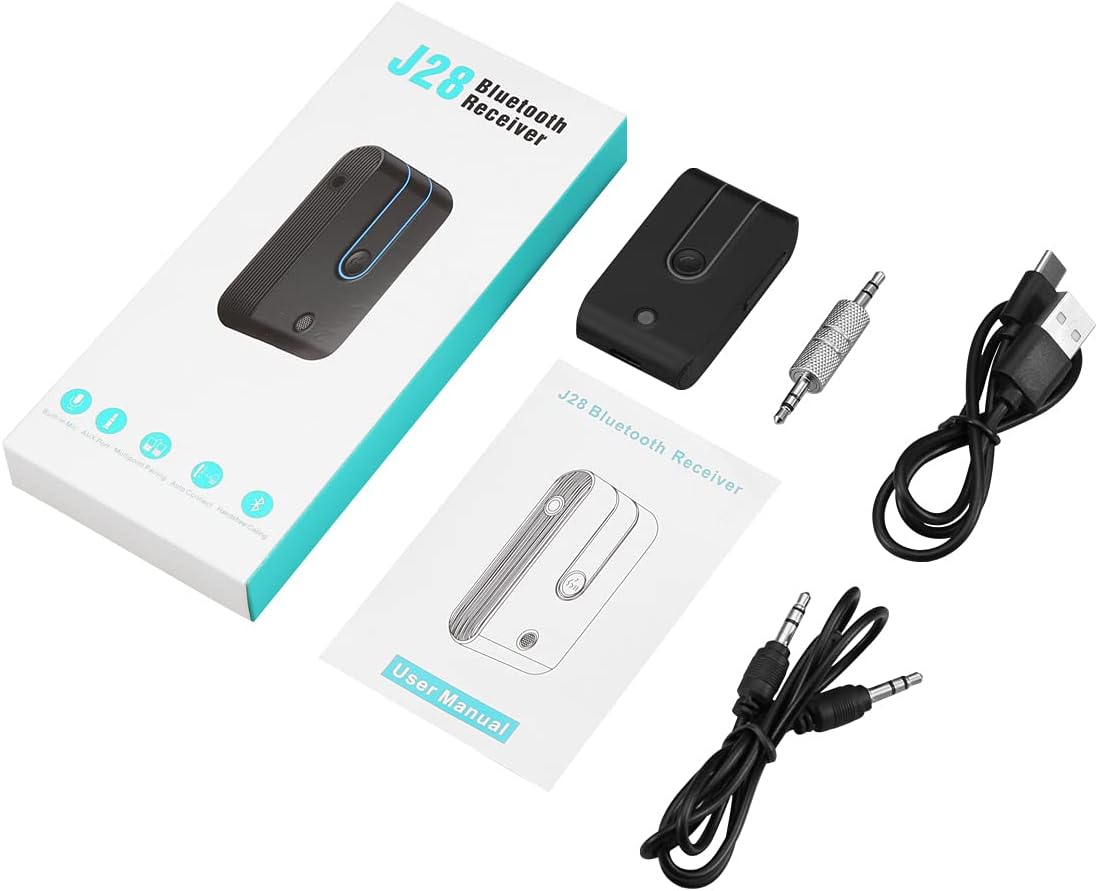 Adaptador auxiliar Bluetooth 5.0 para automóvil, receptor Bluetooth para cancelación de ruido del automóvil, compatible con conexión de dispositivo