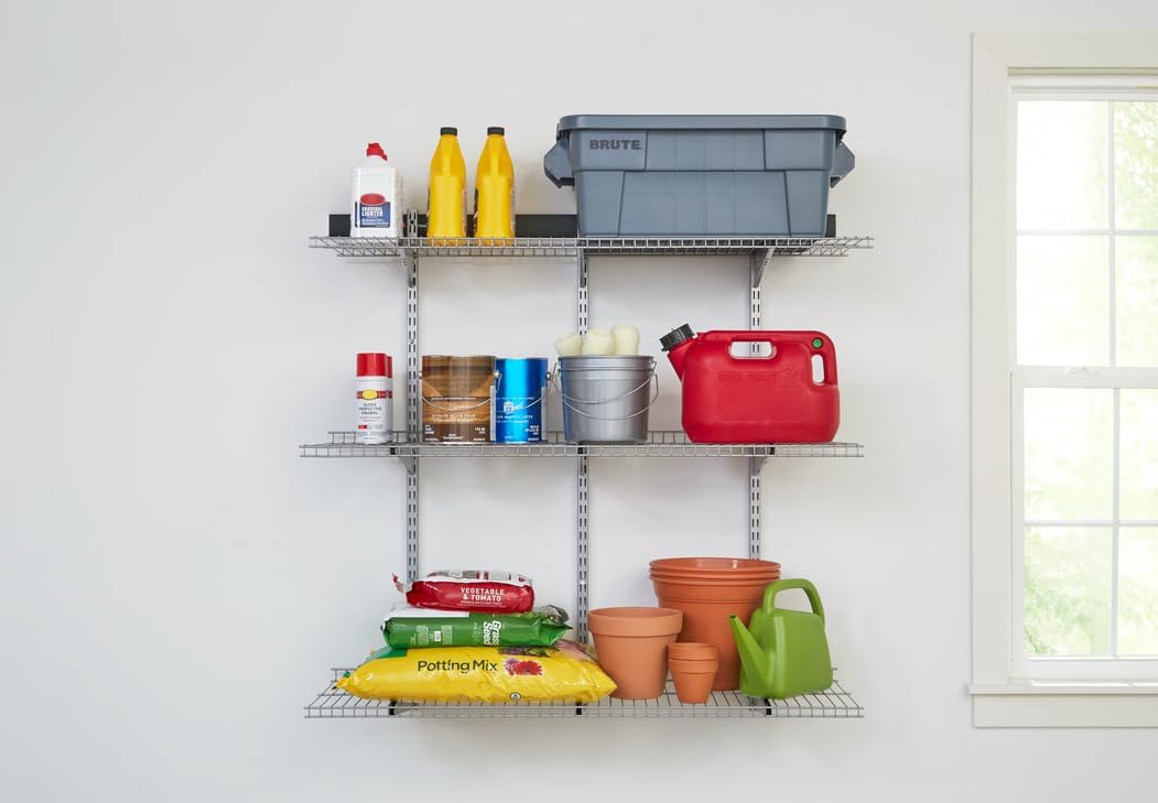 Rubbermaid Fasttrack Rail Storage – Kit de 3 estantes de 48 x 12 pulgadas, 350 libras por estante, para el hogar, garaje, cobertizoorganización de