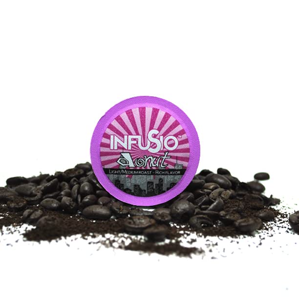 96 unidades de mezcla de donas (café tostado medio), cápsulas de café de una sola porción para cafeteras Keurig K Cup – Café tostado InfuSio Premium