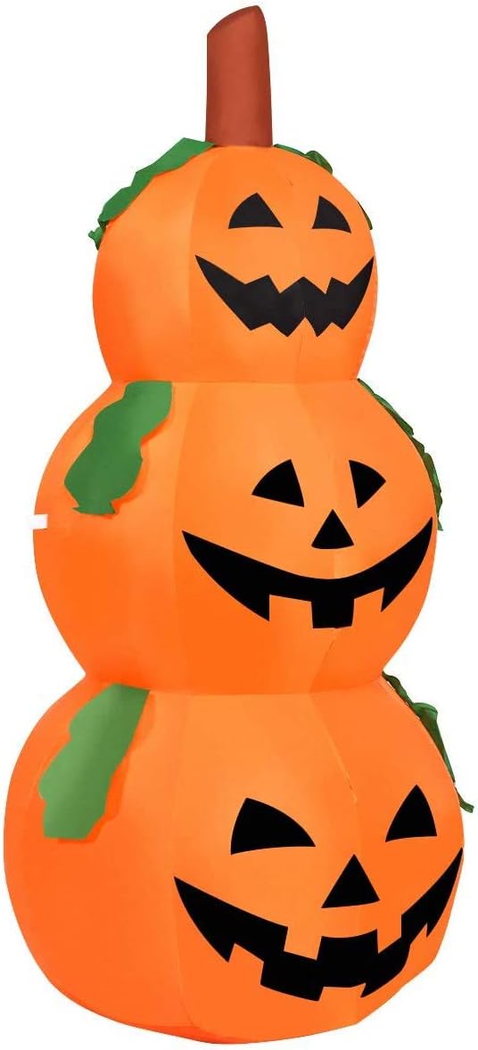 Tangkula Farol inflable de calabaza de 5.2 pies para Halloween, con bombillas LED internas, tela de poliéster 190T y ventilador impermeable,