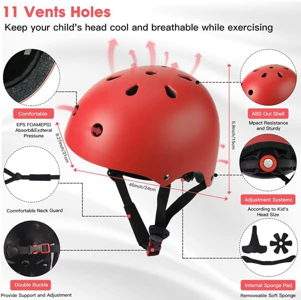 Casco de bicicleta para niños, casco deportivo para niños, conjunto de equipo de protección para niños y niñas, casco de ciclismo con rodilleras,