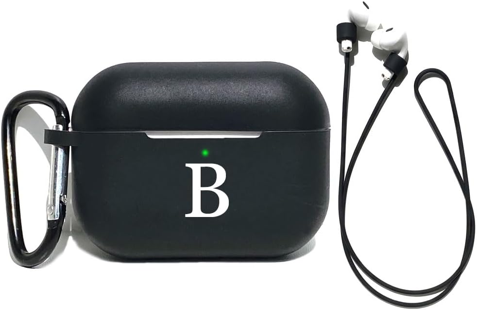 LFWUEYAM Funda compatible con Airpods Pro de 21 generación 20222019, funda protectora de silicona suave con llavero y correas antipérdida, inicial