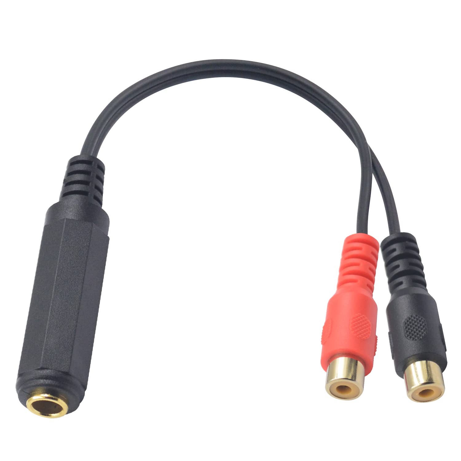 Duttek Cable divisor adaptador RCA a 14, conector de audio estéreo TRS de 0.250 in 14 TRS hembra a 2 RCA hembra enchufe Y cable adaptador divisor