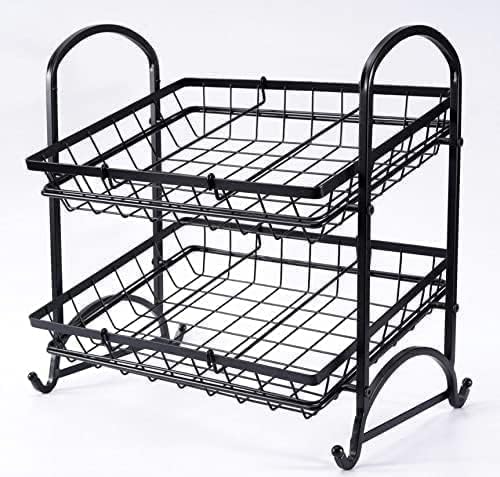 Organizador apilable para latas, soporte de exhibición angular de 2 niveles, soporte de cesta de frutas, estante de papas fritas, sensor