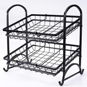 Organizador apilable para latas, soporte de exhibición angular de 2 niveles, soporte de cesta de frutas, estante de papas fritas, sensor Organizador apilable para latas, soporte de exhibición angular de 2 niveles, soporte de cesta de frutas, estante de papas fritas, sensor