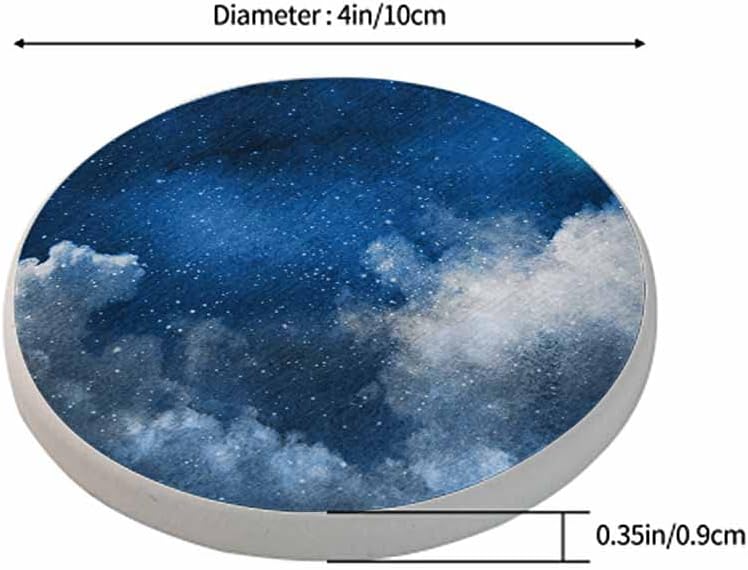 oFloral Juego de 2 posavasos azules estrellados para bebidas absorbentes con estrellas brillantes y naturales, regalos de inauguración de casa,