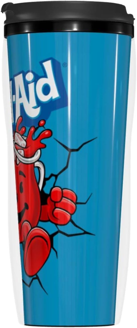 Kool Anime Aid Man – Botella de agua de café reutilizable de doble pared con tapa, jarra de agua deportiva para escuela, gimnasio al aire libre, 12