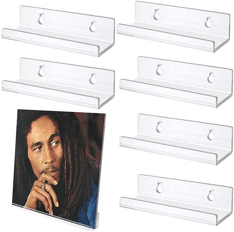 Soporte de acrílico transparente para registro montado en la pared para álbum de vinilo, estante de almacenamiento para decoración del hogar