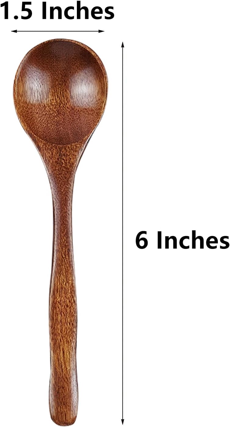 Oulige – Cuchara japonesa de mango largo, cuchara de sopa hecha a mano de madera, cucharadita de madera para café, té, mermelada, sales de baño, 7.5
