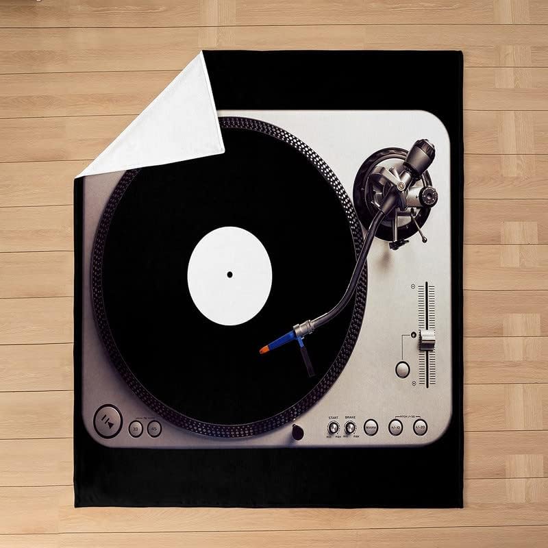 jejeloiu Manta de felpa de disco vintage, tema musical fonógrafo para todas las estaciones, manta de cama para niños, adolescentes, instrumentos
