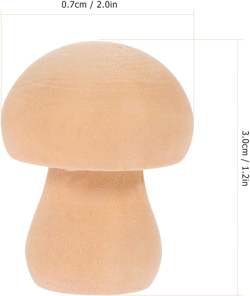 EXCEART Juego de 30 piezas de hongos de madera naturales sin terminar con formas de hongos, figuras de hongos, mini muñecas de madera para artes y