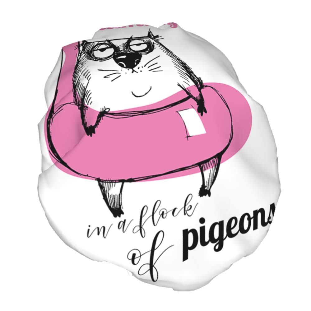 Swono Fnuuy – Gorro de ducha para gatos, diseño de dibujos animados con flamenco rosa, impermeable, doble capa, perfecto para todas las longitudes y