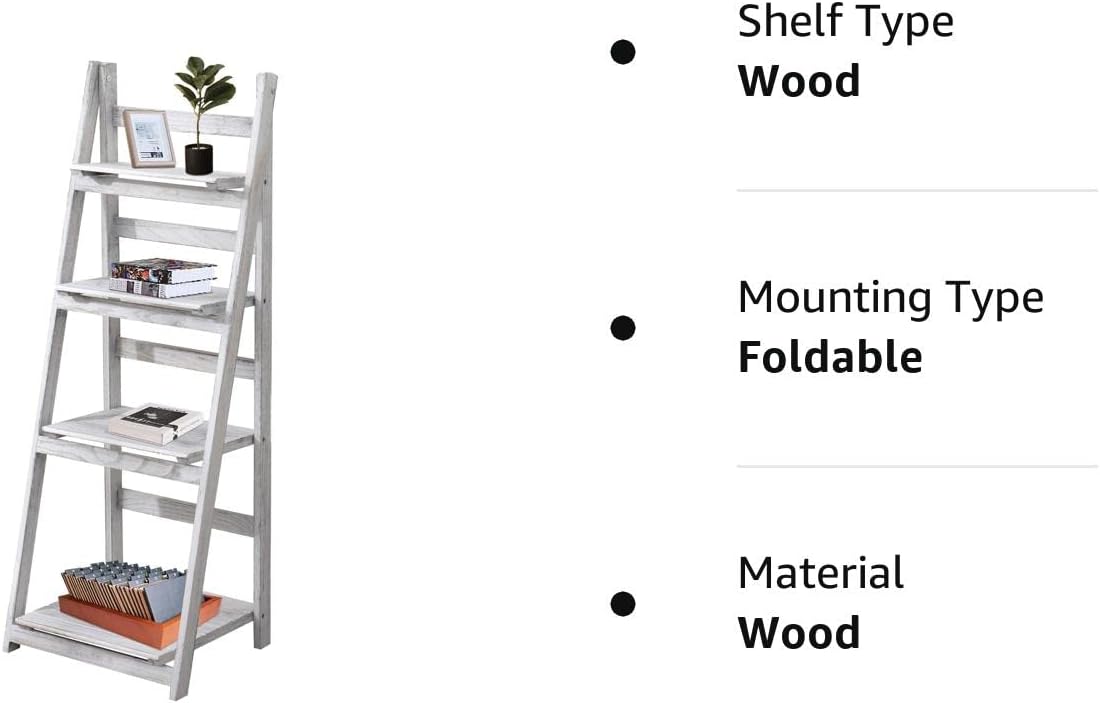 ECOMEX Estantería plegable de 4 niveles para el hogar, dormitorio, oficina, pintura blanca