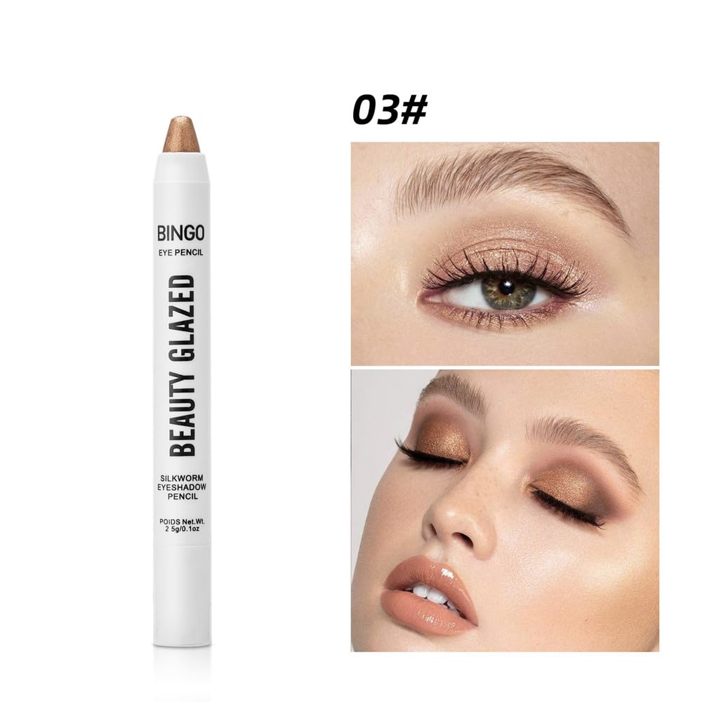 UOCK Sombra de ojos, 3 lápices de sombra de ojos en crema brillante, resistente al agua y de larga duración, barra de contorno de color metálico