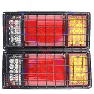 Juego de 2 luces LED para remolque de camión, 40 LED, impermeable, luz de freno de señal de giro trasera, luz de marcha atrás con protección de red Juego de 2 luces LED para remolque de camión, 40 LED, impermeable, luz de freno de señal de giro trasera, luz de marcha atrás con protección de red