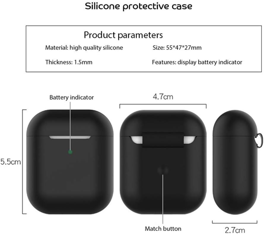 Funda protectora de silicona compatible con Apple Airpods 1 y AirPods 2 LED frontal visible (azul claro)