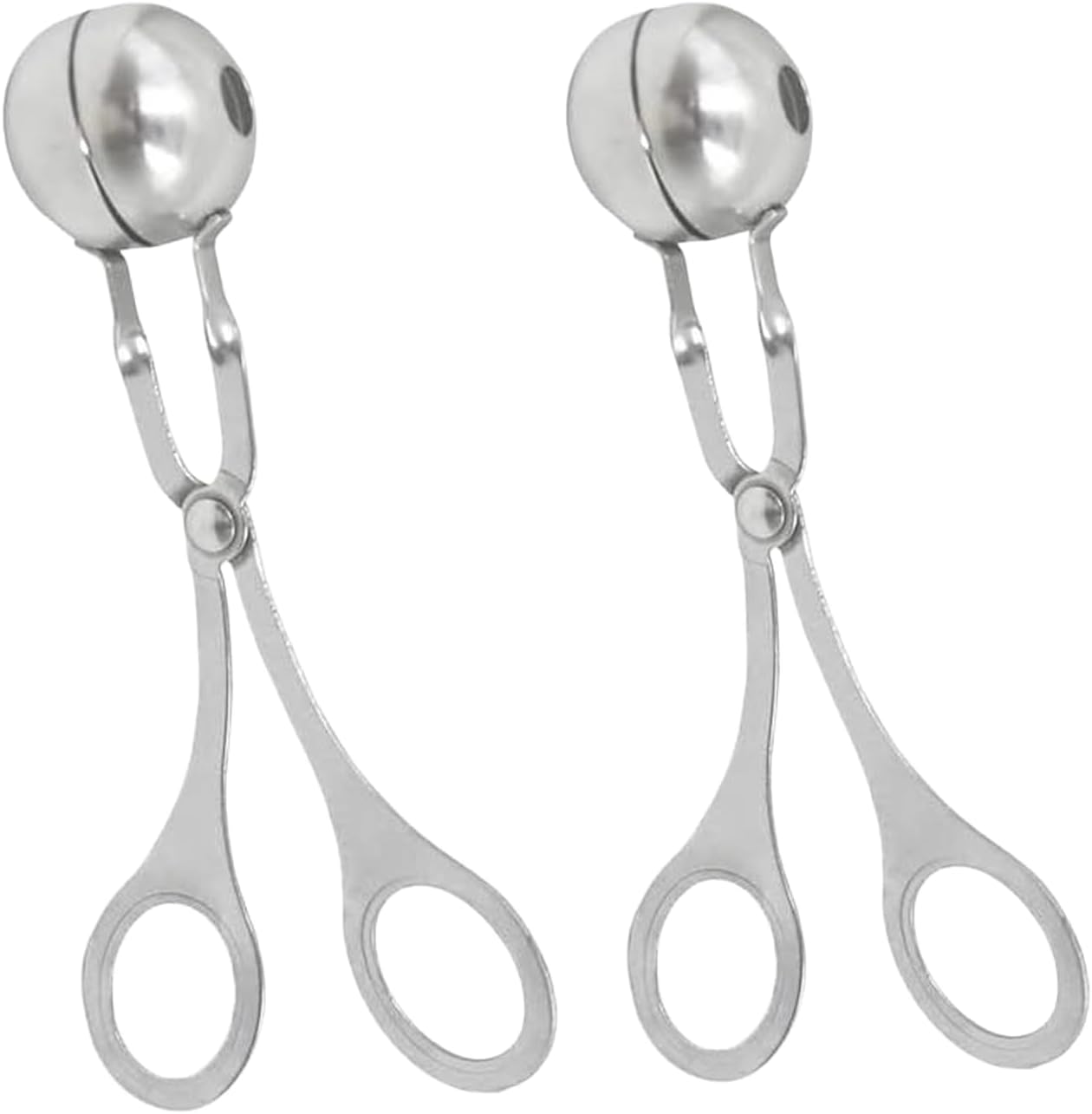 Paquete de 2 bolas de acero inoxidable para hacer bolas de albóndigas, pinzas de bola de carne sin pegar, moldes para tartas, pinzas de hielo,