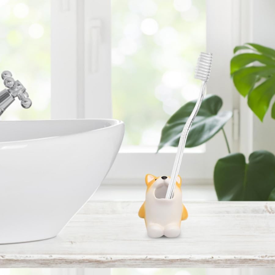 Soporte para cepillos de dientes, lindo organizador de baño de resina, soporte multifuncional para bolígrafos, caja de almacenamiento de escritorio,